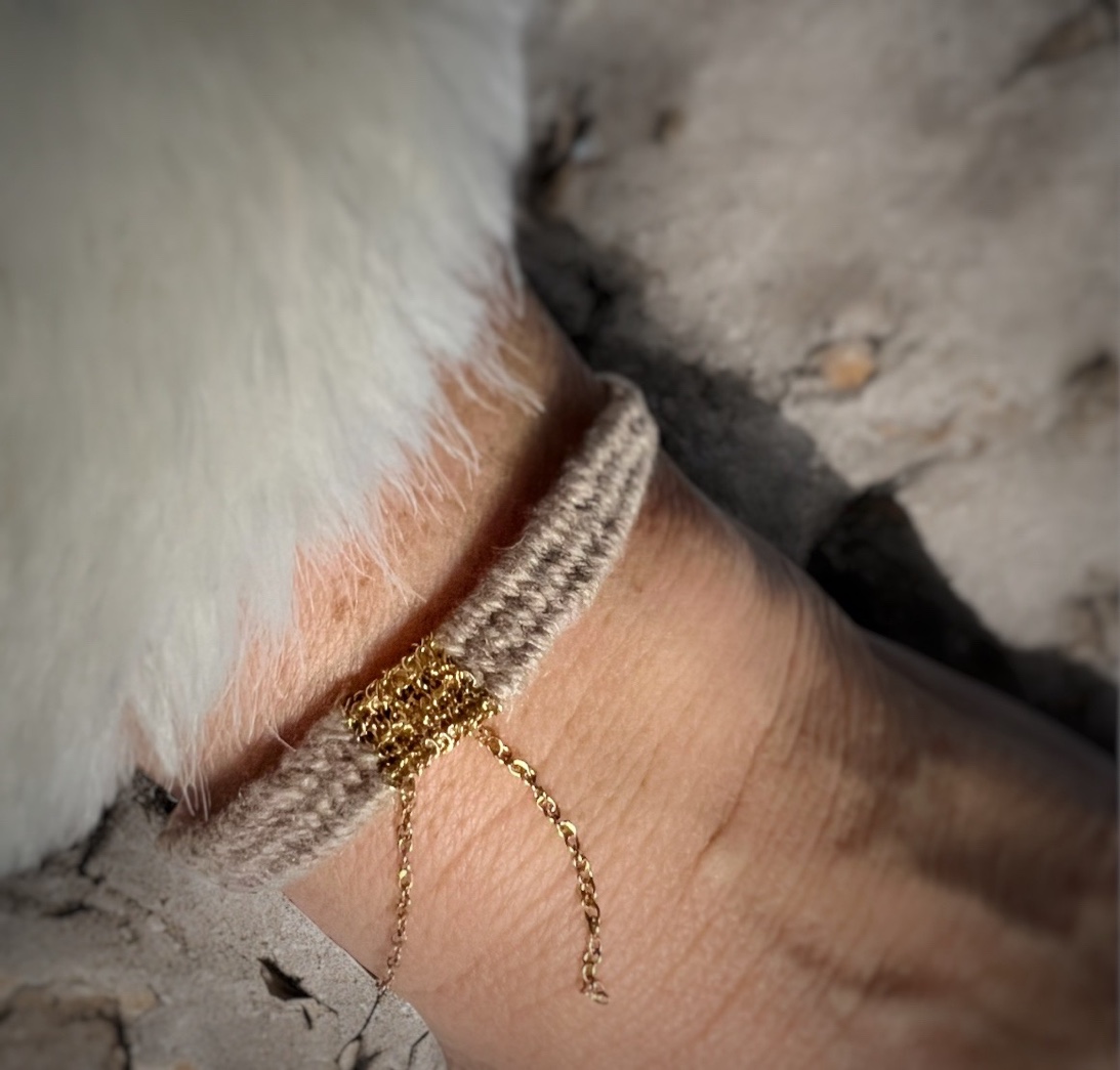 Bracelet cachemire et chaîne or